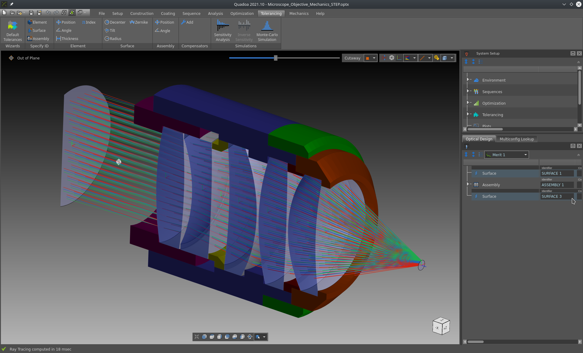 Mechanical lens mounting in the optical design software Quadoa Optical CAD