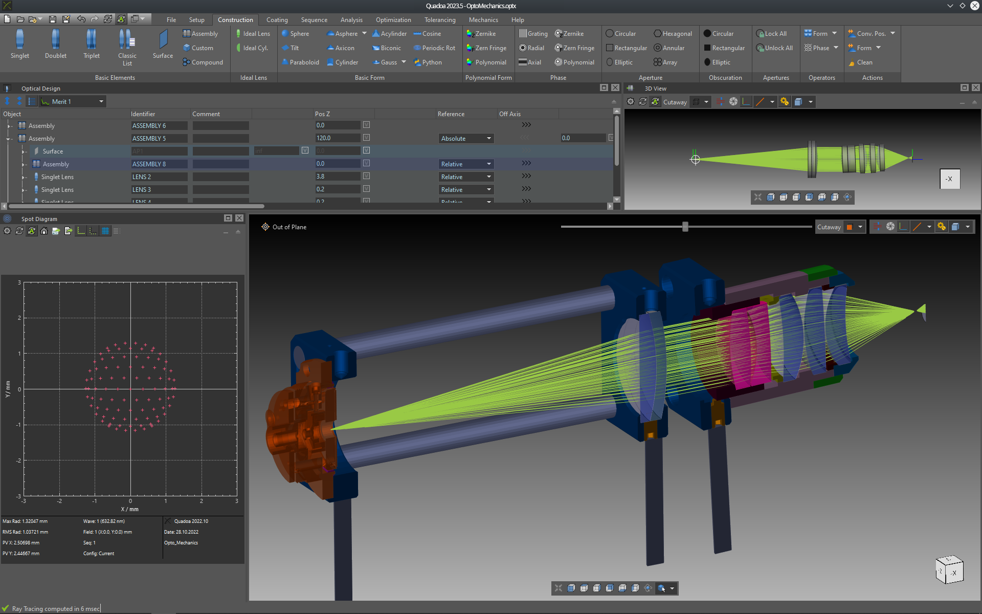 Mechanics objective integration in the optical design and simulation software QUADOA Optical CAD