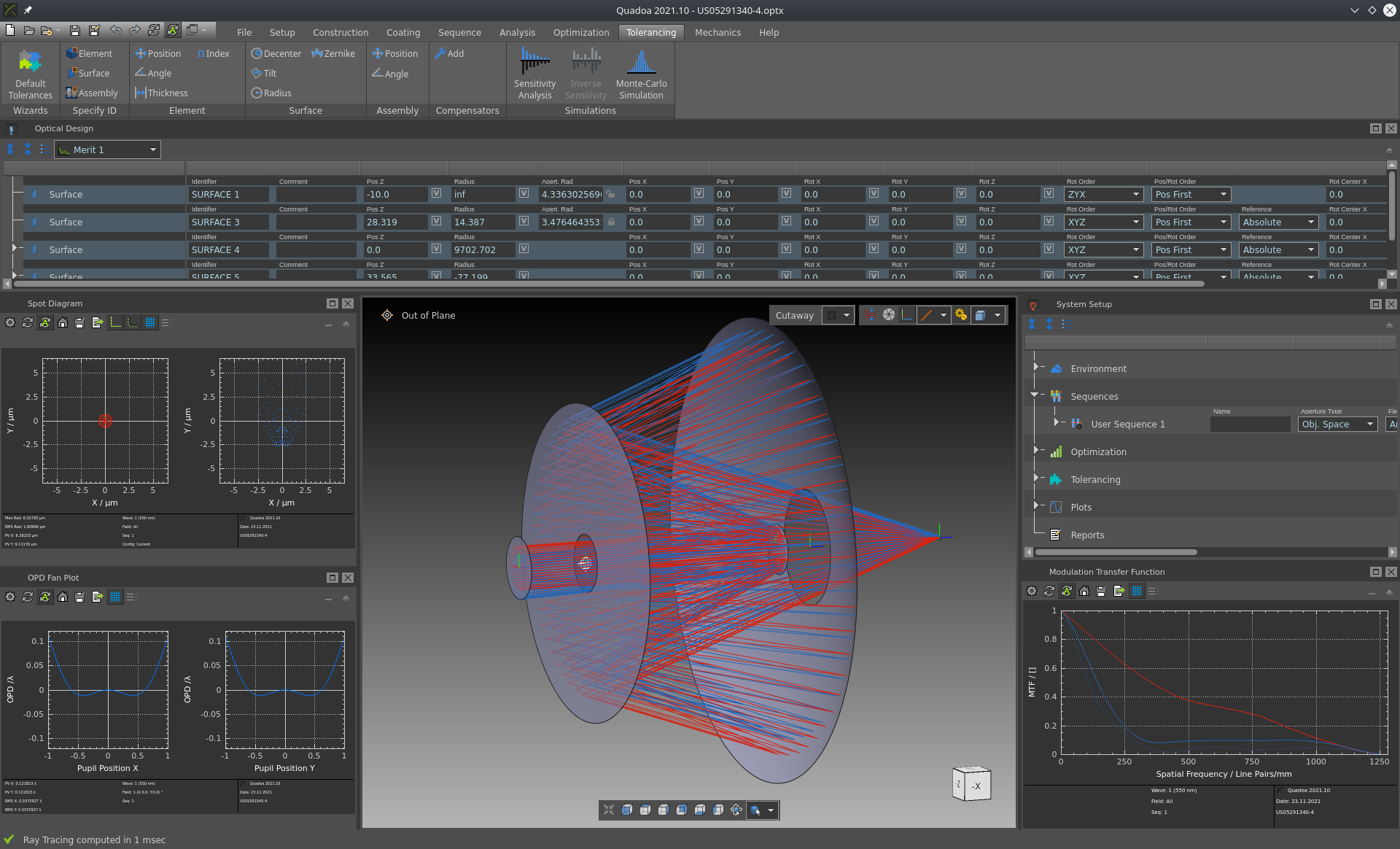 Mirror microscope in the optical design and simulation software QUADOA Optical CAD