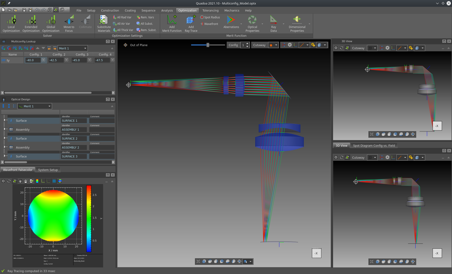 Scanning mirror multi-configuration in the optical design and simulation software QUADOA Optical CAD