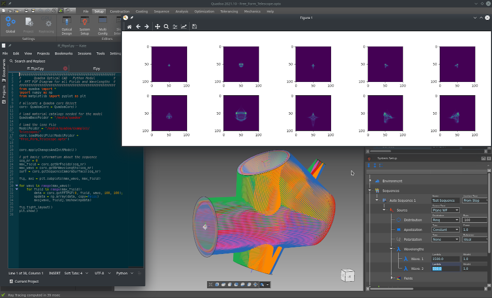 Python PSF script in the optical design and simulation software QUADOA Optical CAD