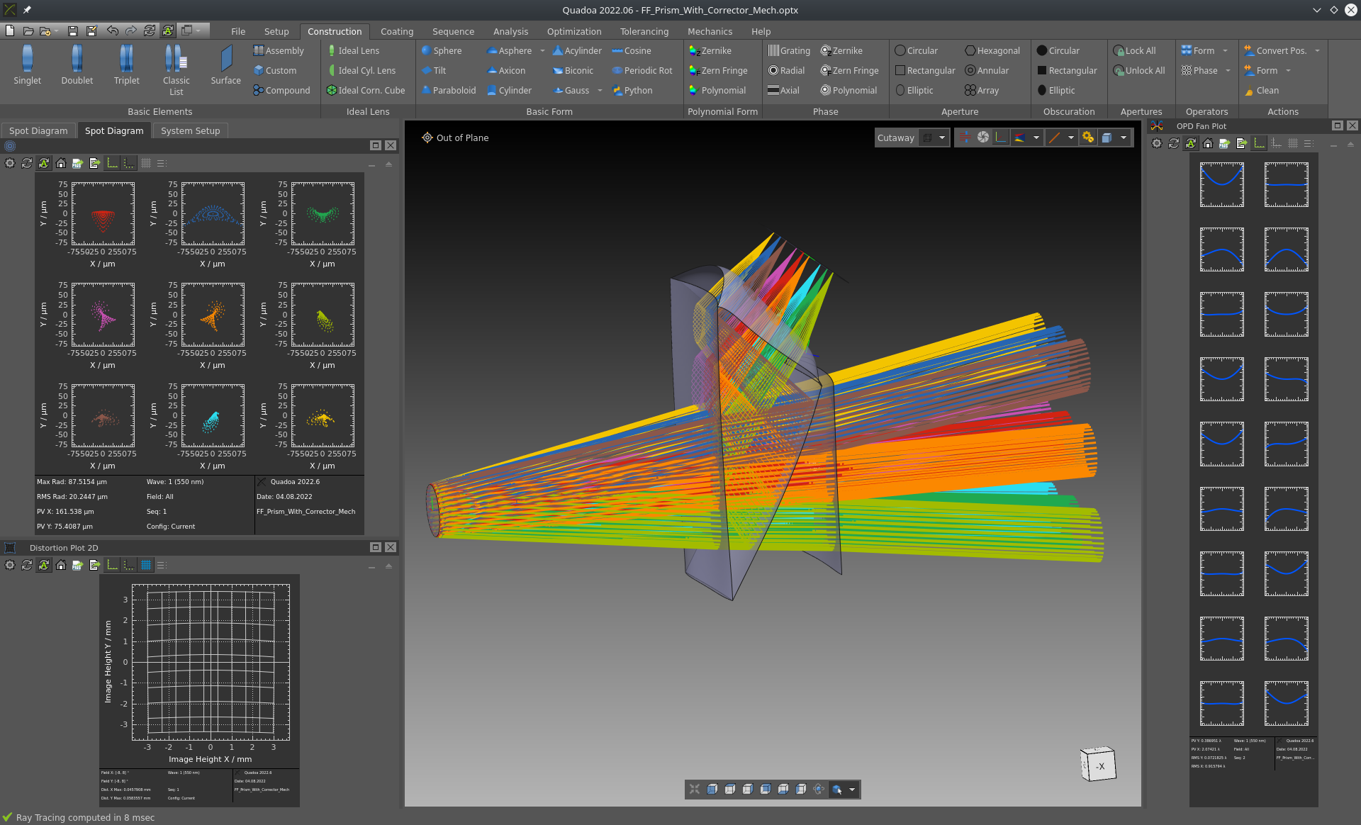 AR Freeform Prism using three Freeform Surfaces for the Prism and one for the Corrector