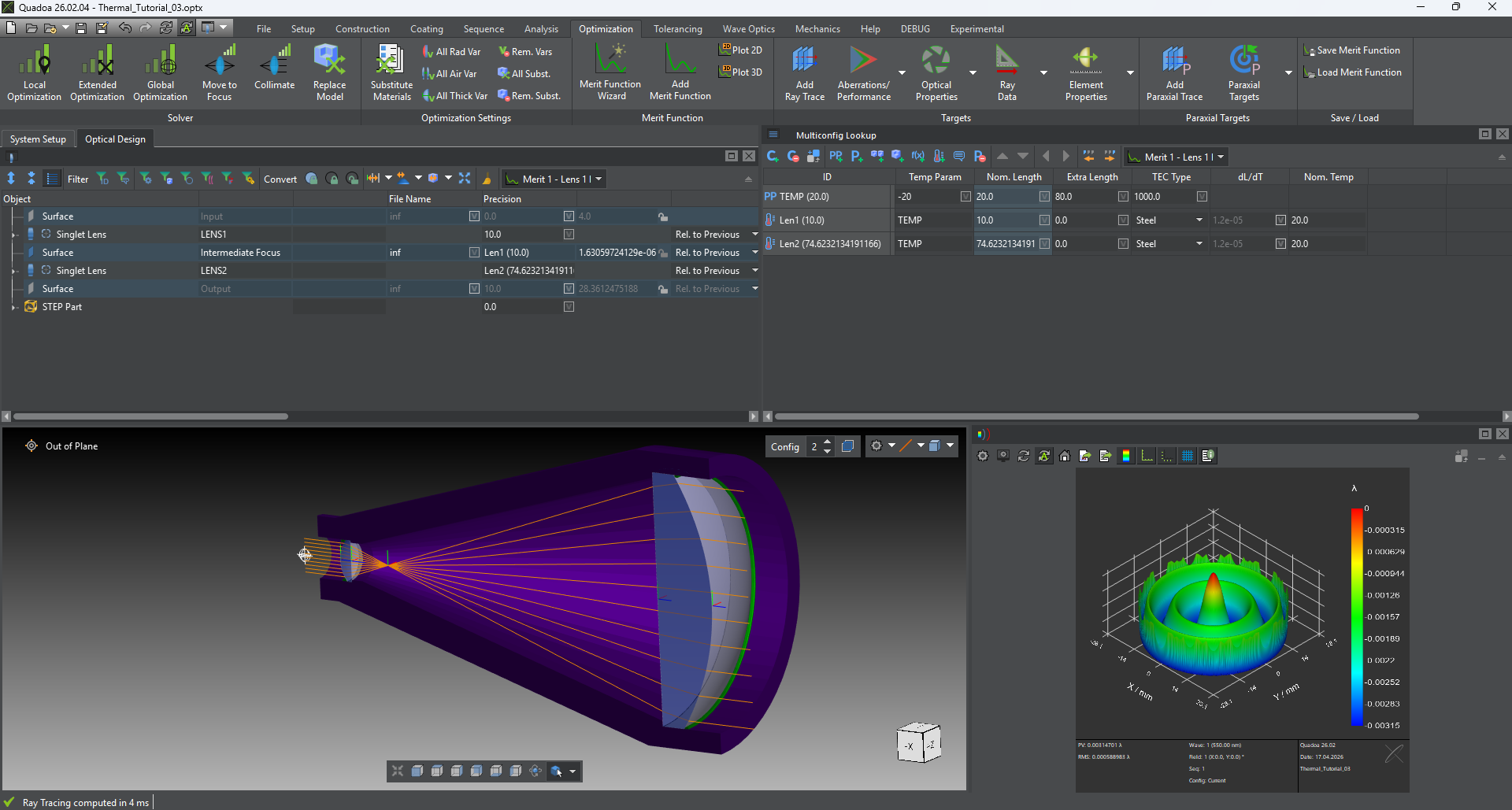 First-Order Thermal Analysis of a Beam Expander in QUADOA® Optical CAD
