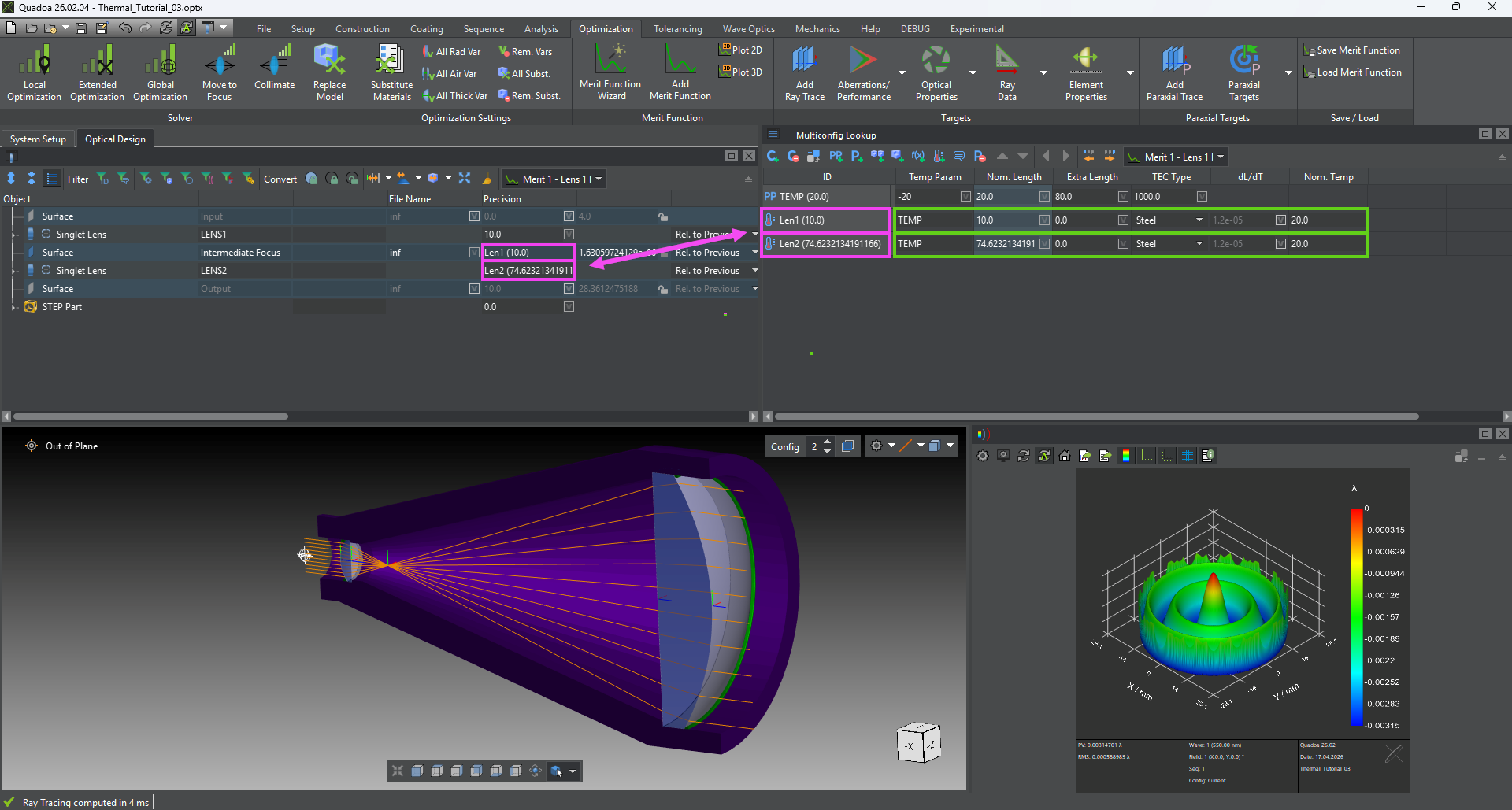 Adding Thermal Lengths Parameters in QUADOA® Optical CAD