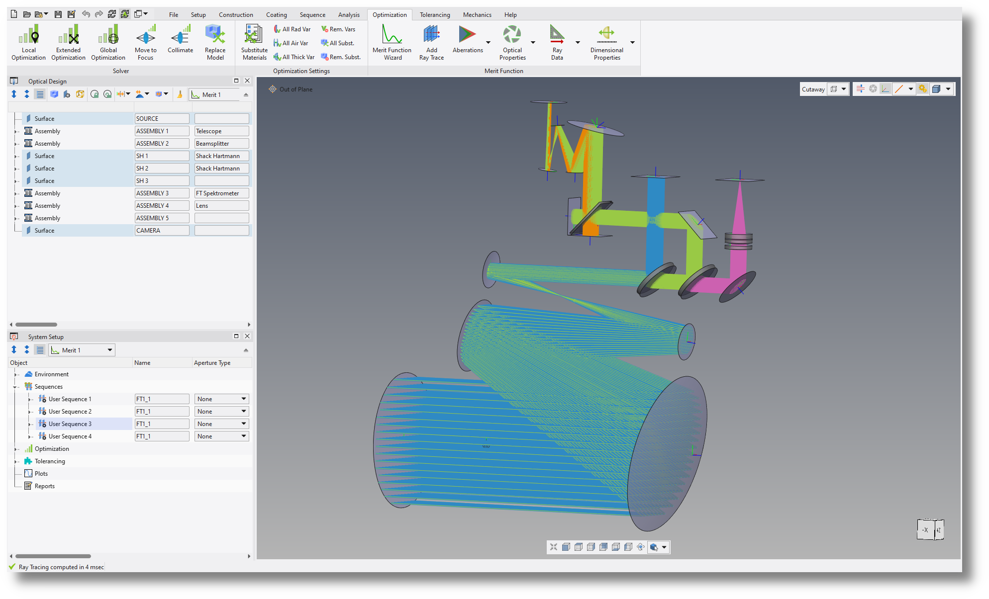 Off-Axis Fourier Transform Spectrometer in the optical design software Quadoa Optical CAD