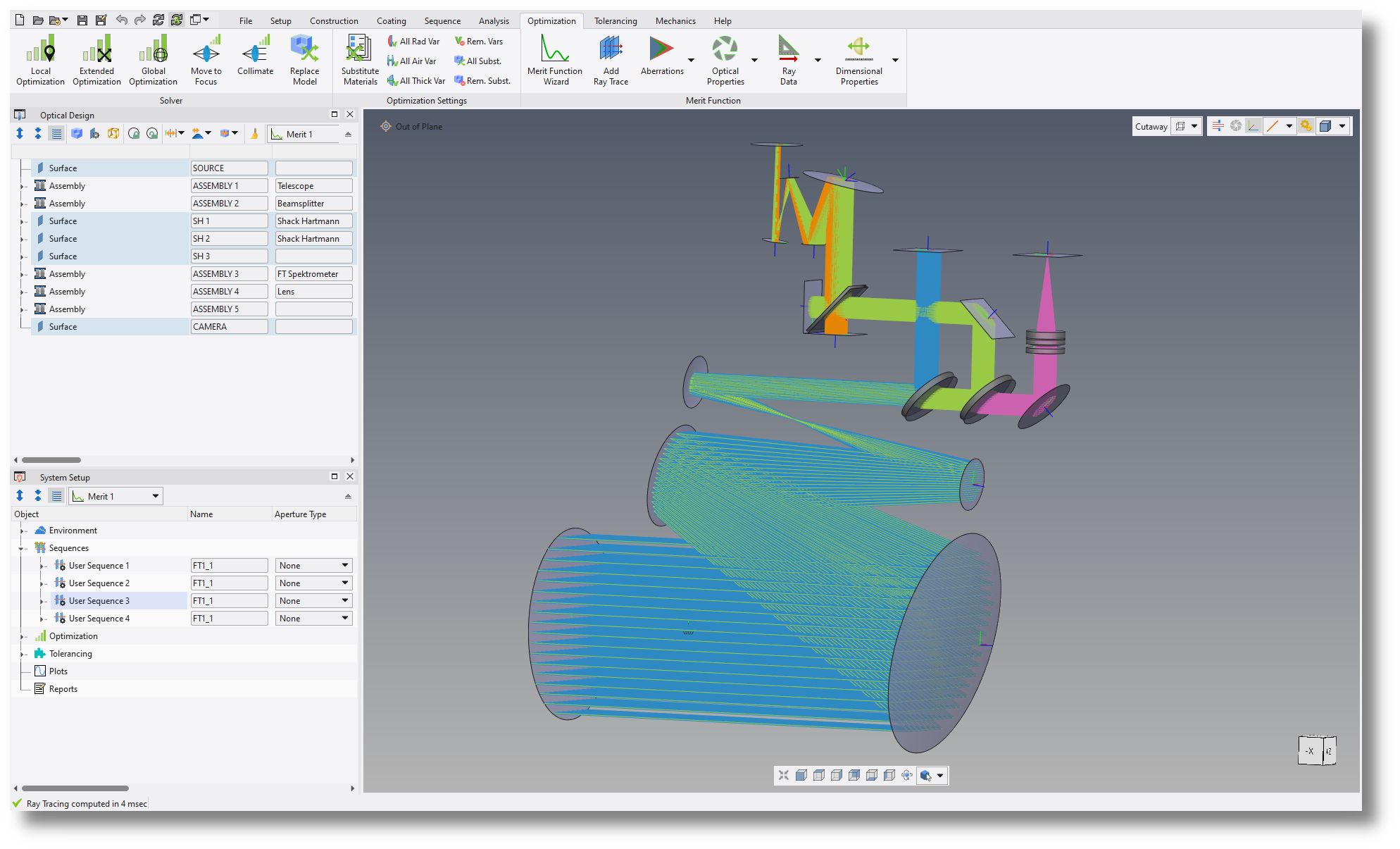 Off-Axis Fourier Transform Spectrometer in the optical lens design and simulation software QUADOA Optical CAD